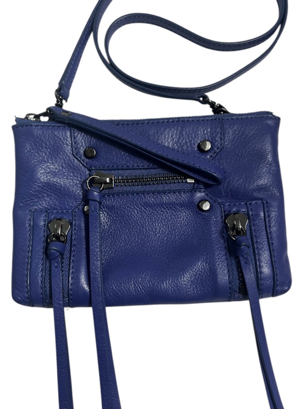 Botkier Logan Clutch Crossbody Bag Violet Blue Leather